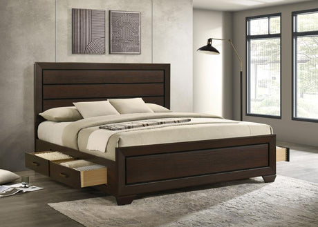 Kauffman Wood Eastern King Storage Panel Bed Dark Cocoa - 204390KE