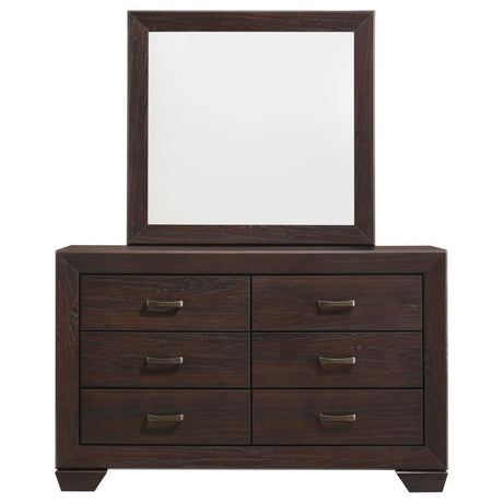 Kauffman 6-drawer Dresser with Mirror Dark Cocoa - 204393M