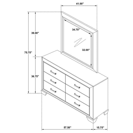 Kauffman 6-drawer Dresser with Mirror Dark Cocoa - 204393M
