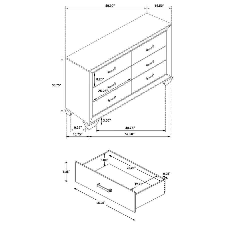 Kauffman 6-drawer Dresser Dark Cocoa - 204393
