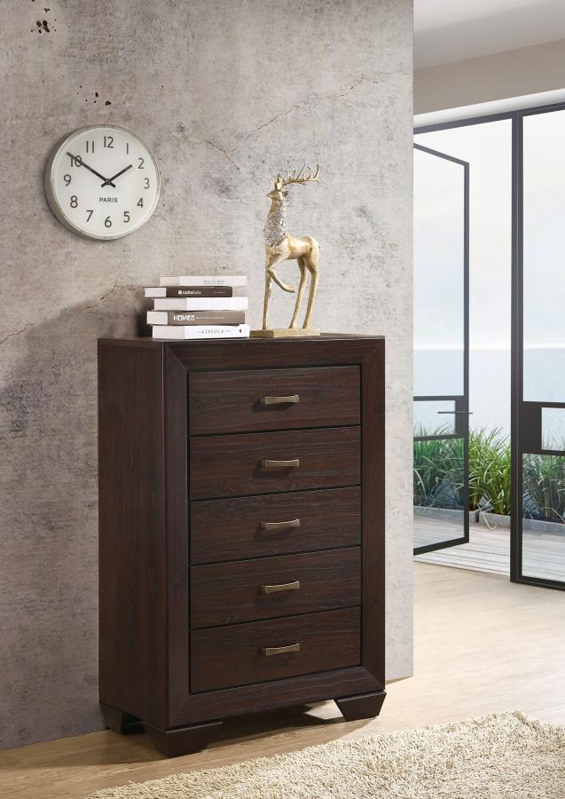 Kauffman 5-drawer Bedroom Chest Dark Cocoa - 204395