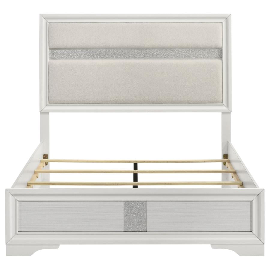 Miranda 54-inch Upholstered Full Panel Bed White - 205110F