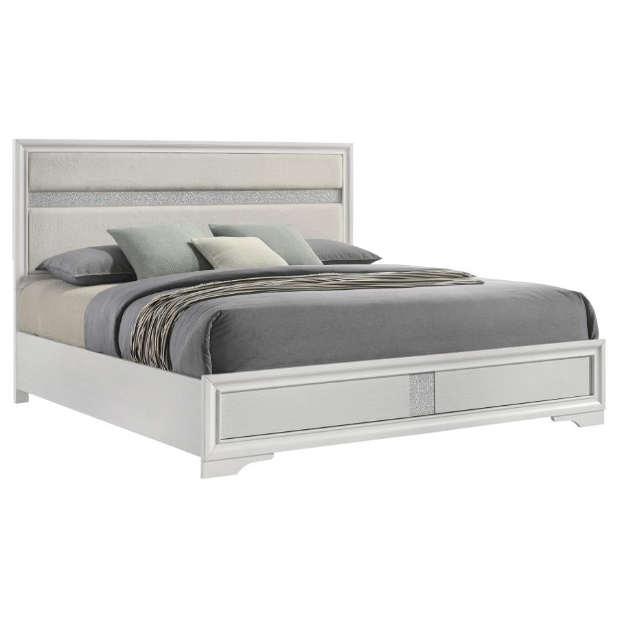 Miranda 54-inch Upholstered Eastern King Panel Bed White - 205110KE