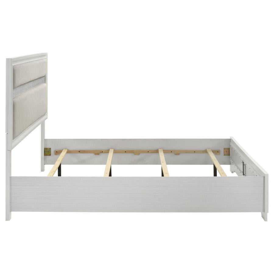 Miranda 54-inch Upholstered Eastern King Panel Bed White - 205110KE
