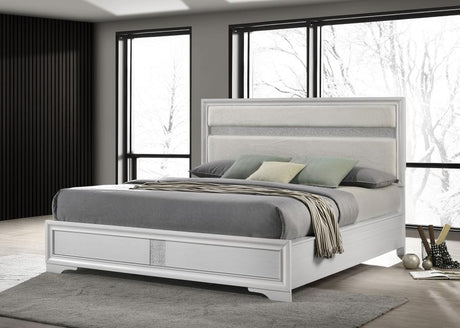 Miranda 54-inch Upholstered California King Panel Bed White - 205110KW