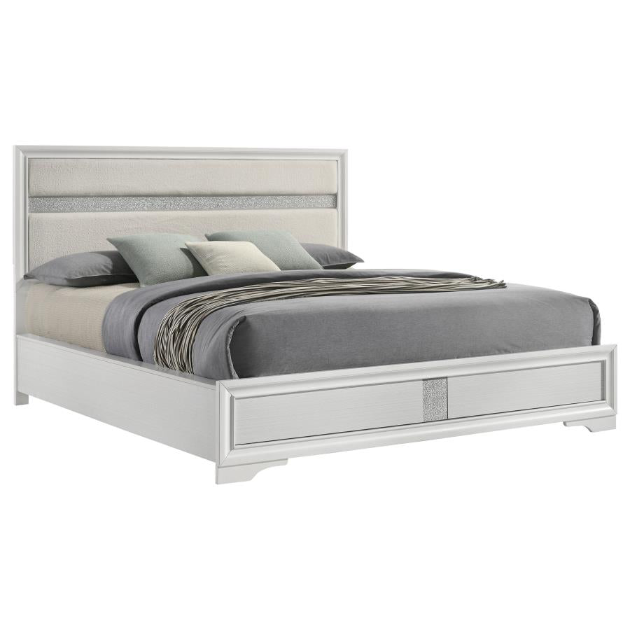 Miranda 54-inch Upholstered California King Panel Bed White - 205110KW