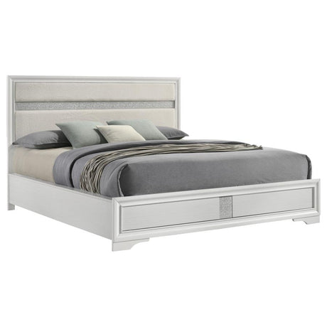 Miranda 54-inch Upholstered California King Panel Bed White - 205110KW