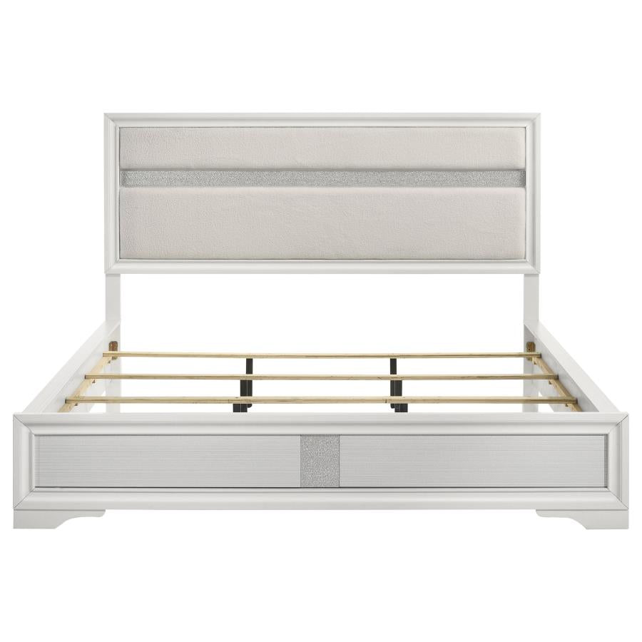 Miranda 54-inch Upholstered California King Panel Bed White - 205110KW