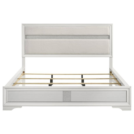 Miranda 54-inch Upholstered California King Panel Bed White - 205110KW