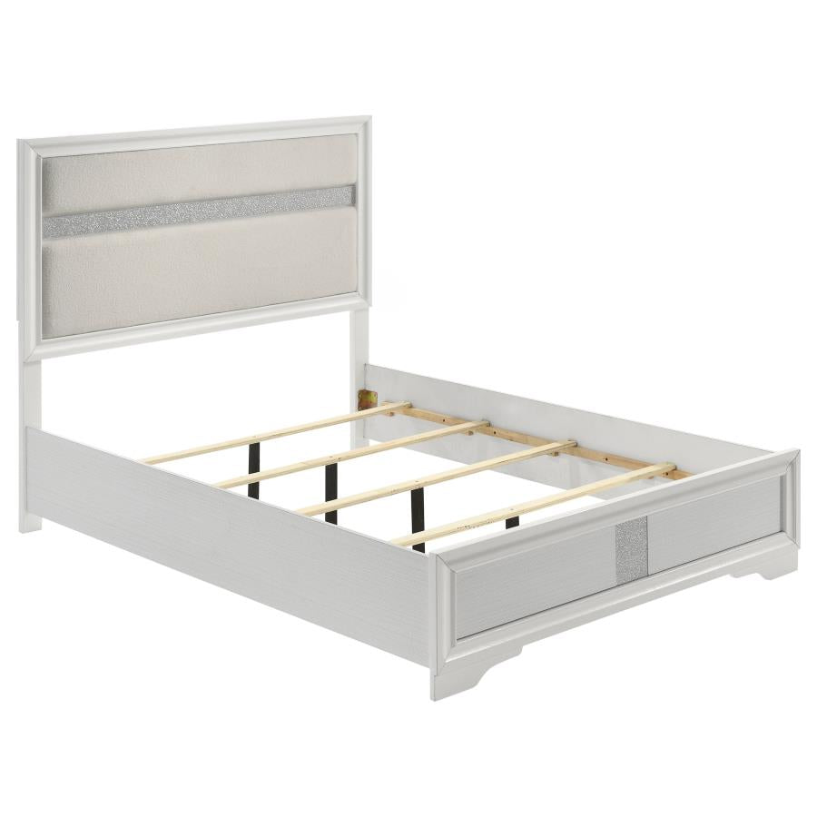 Miranda 54-inch Upholstered Queen Panel Bed White - 205110Q