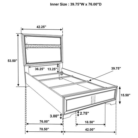 Miranda 54-inch Upholstered Twin Panel Bed White - 205110T
