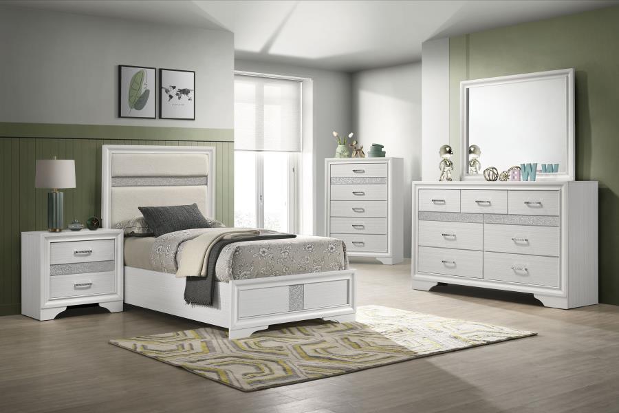 Miranda 54-inch Upholstered Twin Panel Bed White - 205110T