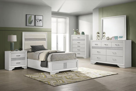 Miranda 54-inch Upholstered Twin Panel Bed White - 205110T
