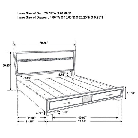 Miranda 5-piece Eastern King Bedroom Set White - 205111KE-S5