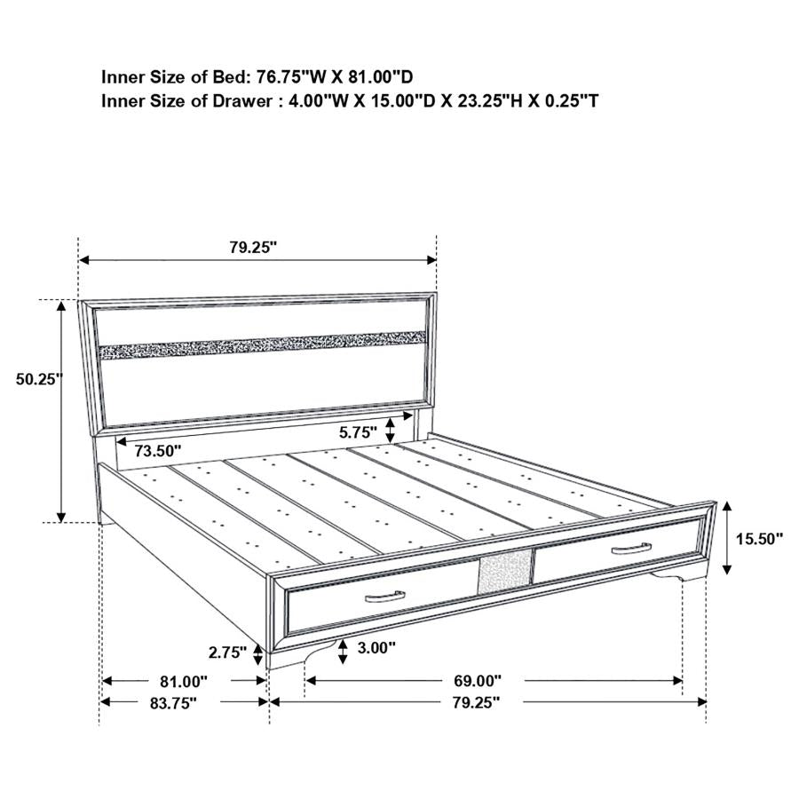 Miranda 5-piece Eastern King Bedroom Set White - 205111KE-S5
