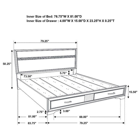 Miranda 51-inch Wood Eastern King Storage Panel Bed White - 205111KE