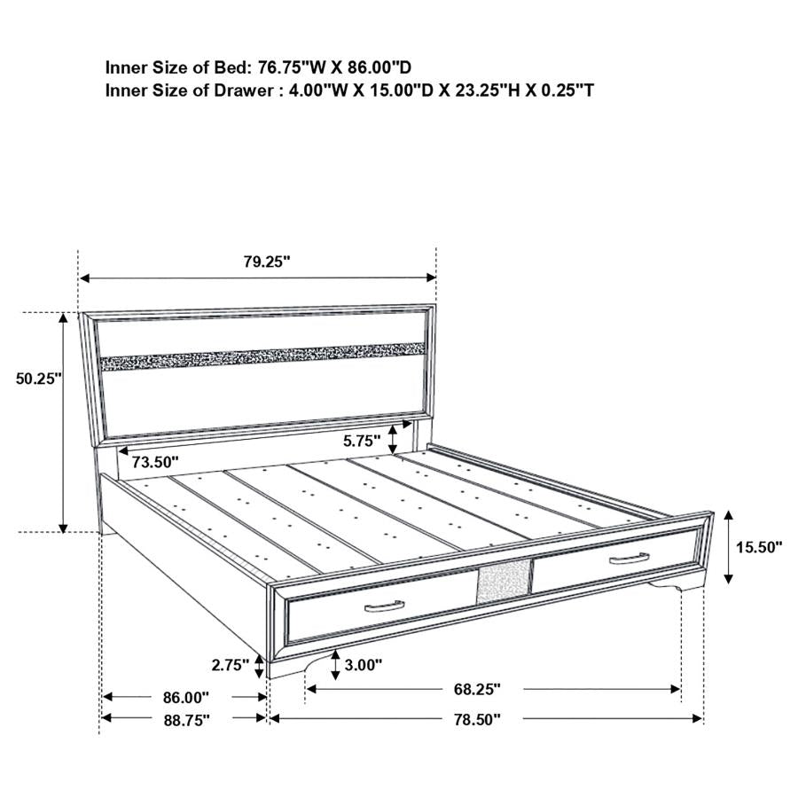 Miranda 4-piece California King Bedroom Set White - 205111KW-S4