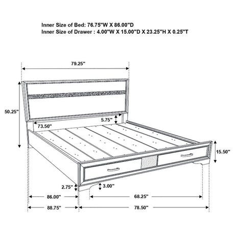 Miranda 51-inch Wood California King Storage Panel Bed White - 205111KW