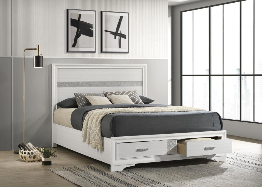 Miranda 51-inch Wood Queen Storage Panel Bed White - 205111Q