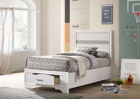 Miranda 51-inch Wood Twin Storage Panel Bed White - 205111T