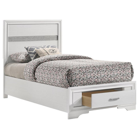 Miranda 51-inch Wood Twin Storage Panel Bed White - 205111T