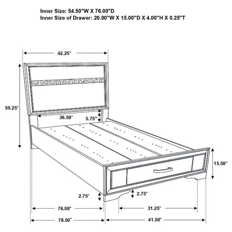 Miranda 51-inch Wood Twin Storage Panel Bed White - 205111T