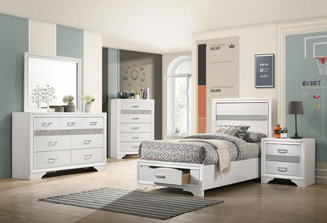 Miranda 51-inch Wood Twin Storage Panel Bed White - 205111T