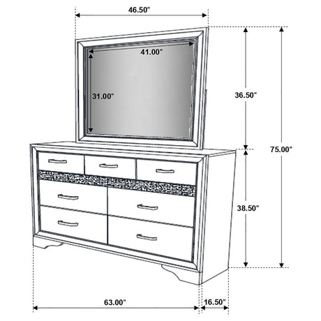 Miranda 7-drawer Dresser with Mirror White - 205113M