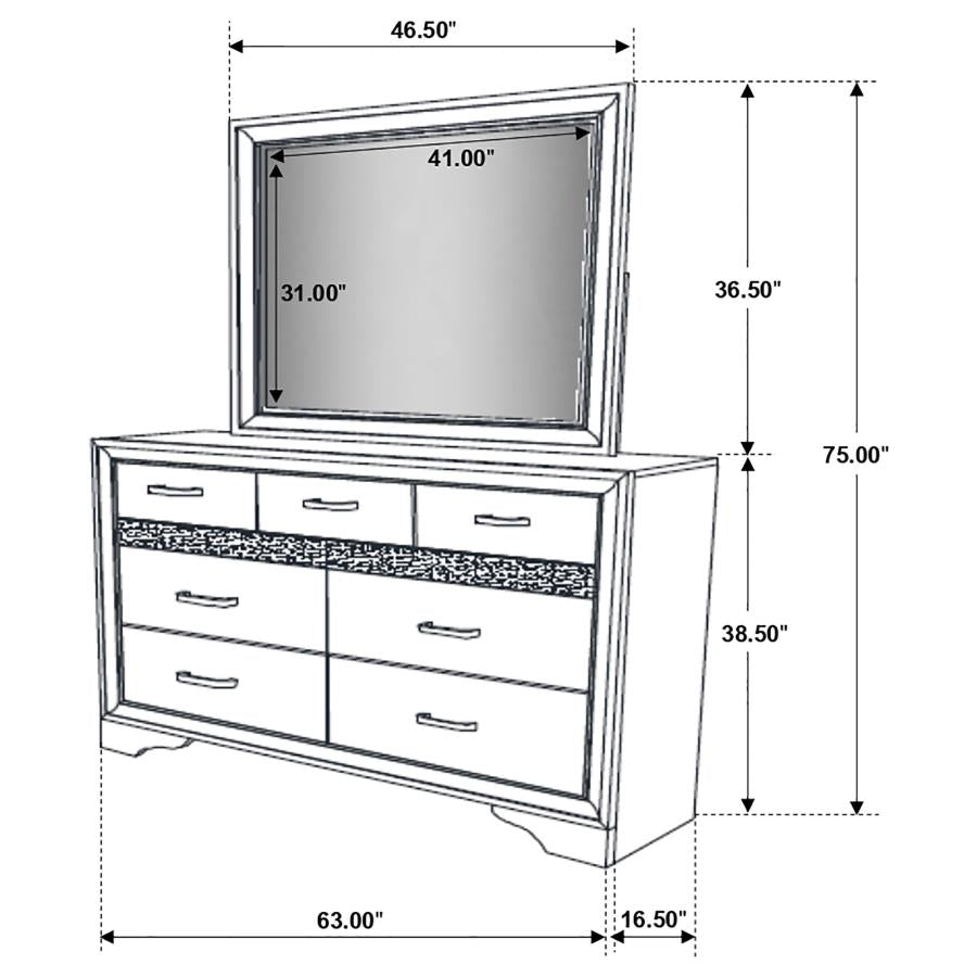 Miranda 7-drawer Dresser with Mirror White - 205113M