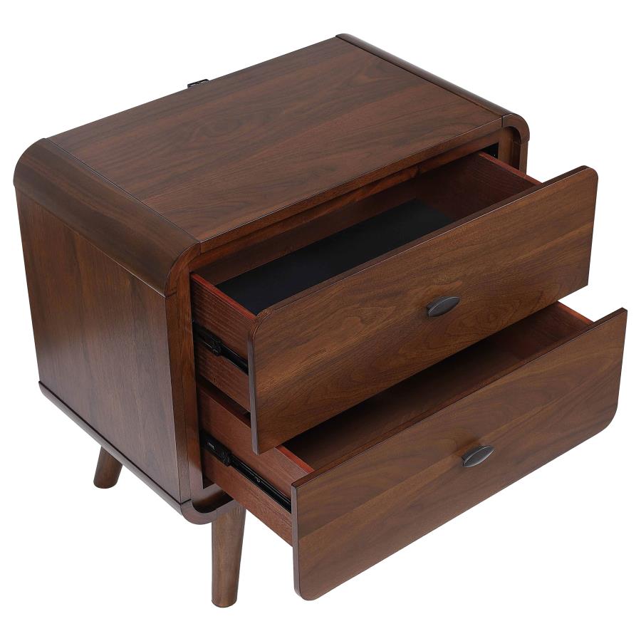 Robyn 2-drawer Nightstand Bedside Table Dark Walnut - 205132