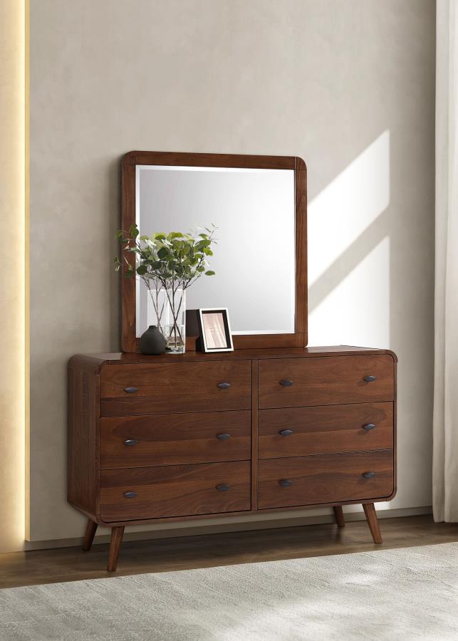 Robyn 6-drawer Dresser with Mirror Dark Walnut - 205133M