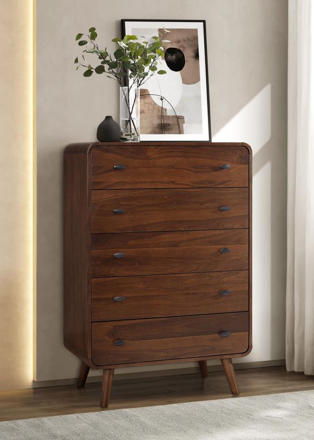 Robyn 5-drawer Bedroom Chest of Drawers Dark Walnut - 205135