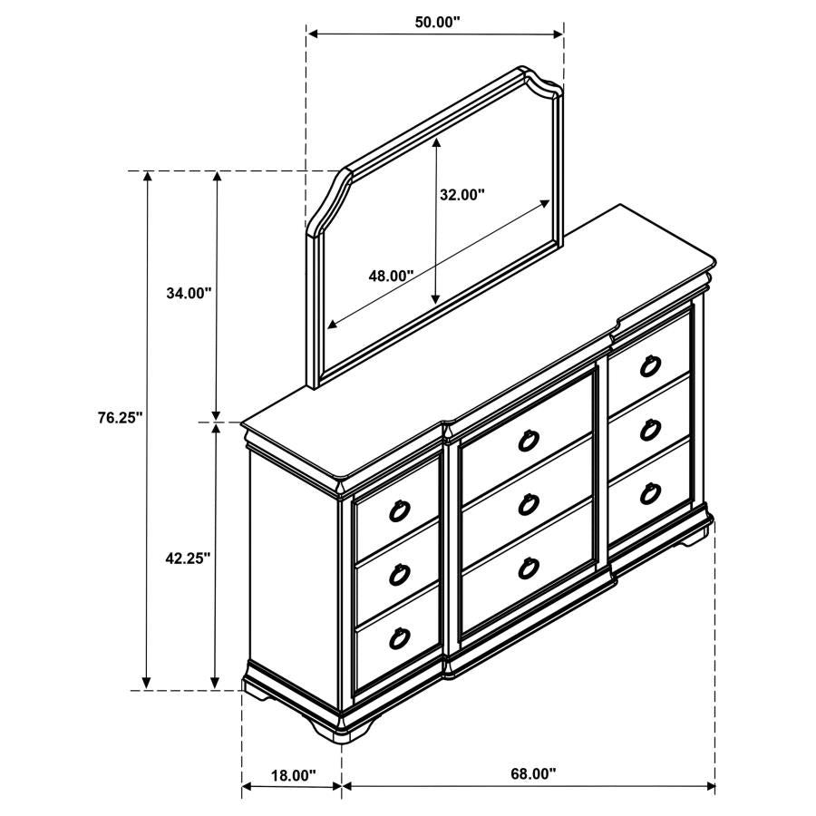 Garland 11-drawer Bedroom Dresser with Mirror Brown Cherry - 205303M
