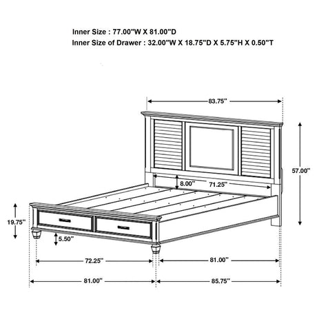Franco 5-piece Eastern King Bedroom Set Distressed White - 205330KE-S5