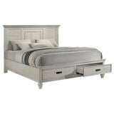Franco Wood Eastern King Storage Panel Bed Distressed White - 205330KE