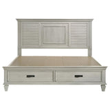 Franco Wood Eastern King Storage Panel Bed Distressed White - 205330KE