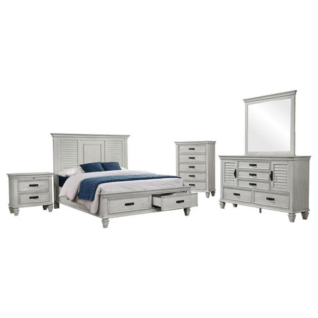Franco 5-piece Queen Bedroom Set Distressed White - 205330Q-S5