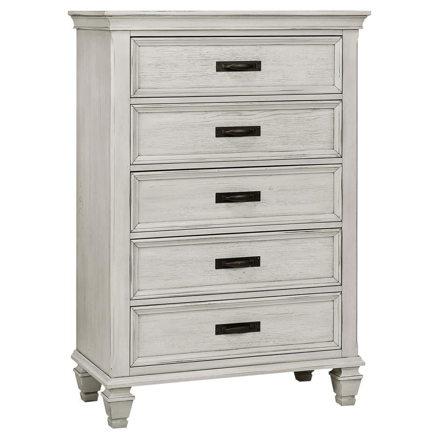 Franco 5-piece Queen Bedroom Set Distressed White - 205330Q-S5