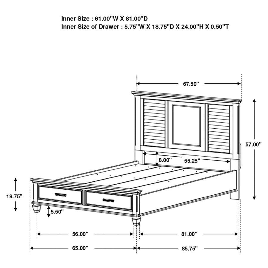 Franco 5-piece Queen Bedroom Set Distressed White - 205330Q-S5