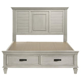 Franco Wood Queen Storage Panel Bed Distressed White - 205330Q