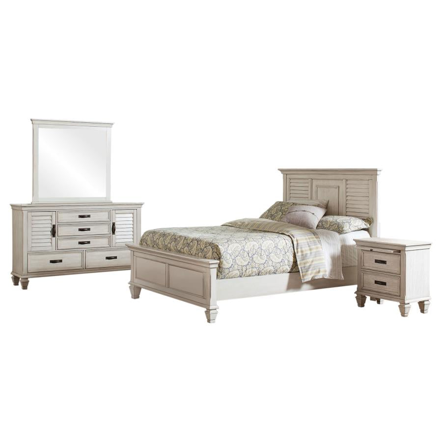 Franco 4-piece Eastern King Bedroom Set Distressed White - 205331KE-S4