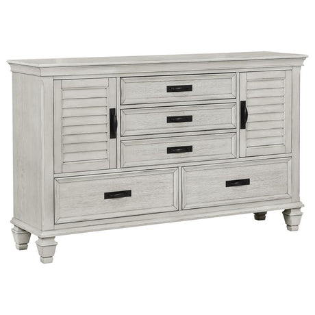Franco 5-piece Eastern King Bedroom Set Distressed White - 205331KE-S5