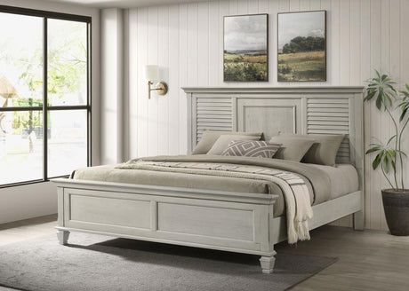 Franco Wood Eastern King Panel Bed Distressed White - 205331KE