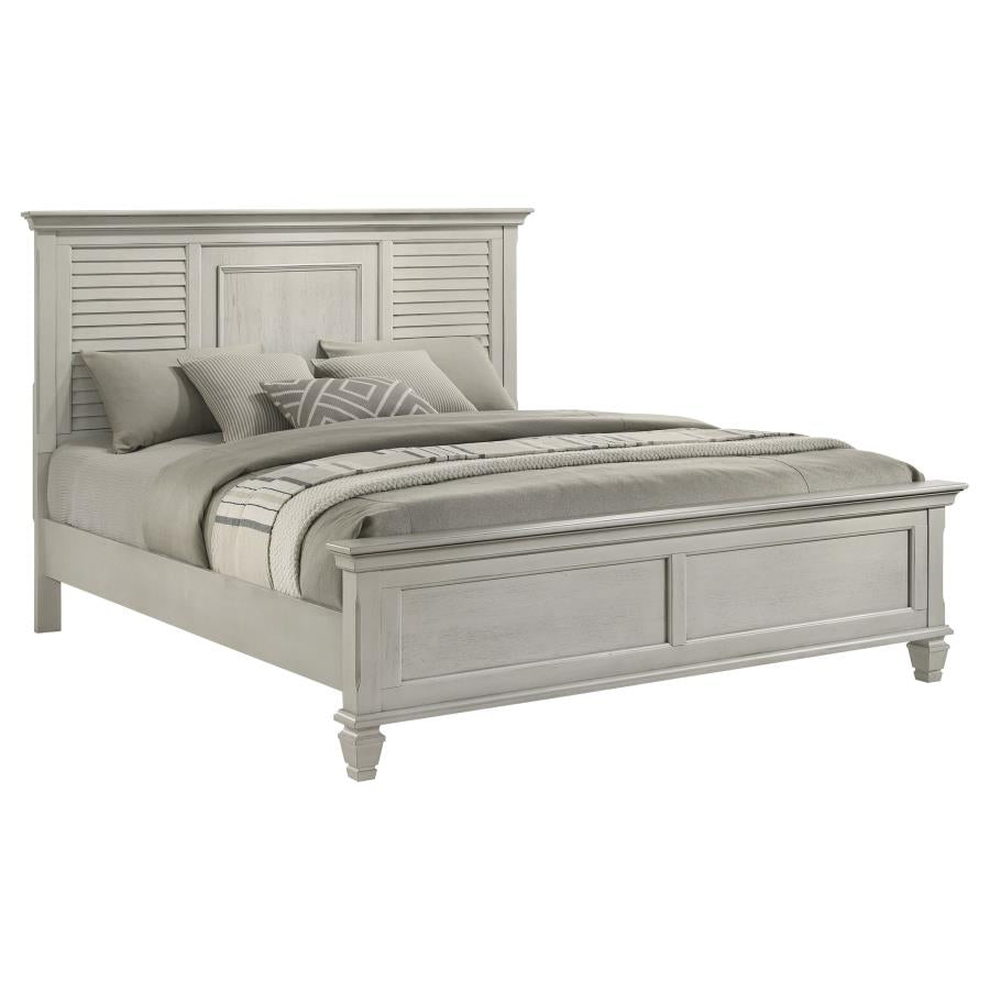 Franco Wood Eastern King Panel Bed Distressed White - 205331KE