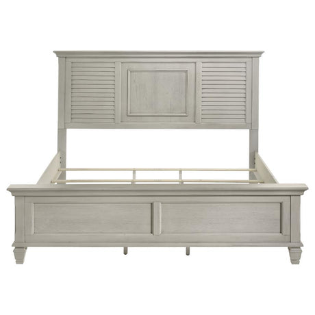 Franco Wood Eastern King Panel Bed Distressed White - 205331KE