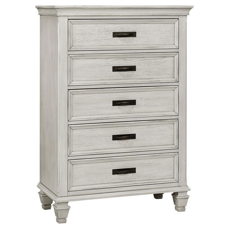 Franco 5-piece Queen Bedroom Set Distressed White - 205331Q-S5