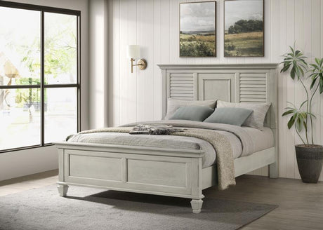 Franco Wood Queen Panel Bed Distressed White - 205331Q