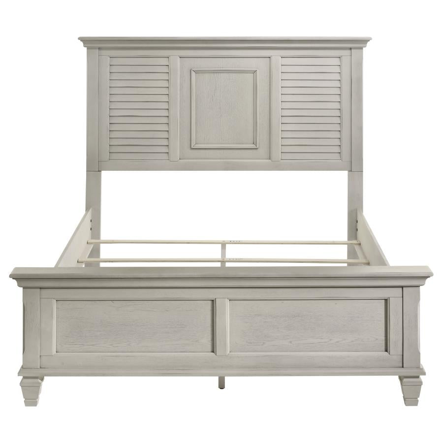 Franco Wood Queen Panel Bed Distressed White - 205331Q