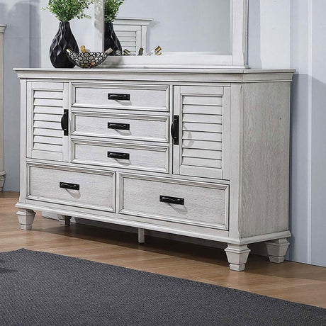 Franco 5-drawer Dresser Distressed White - 205333