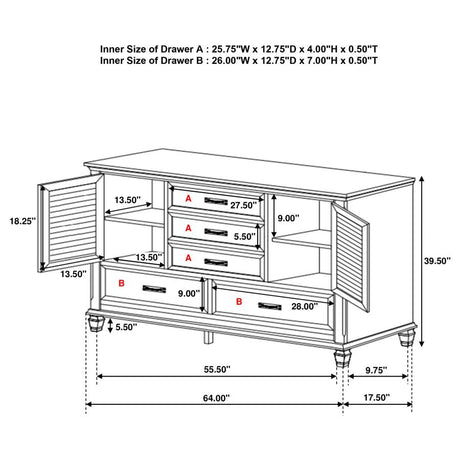 Franco 5-drawer Dresser Distressed White - 205333